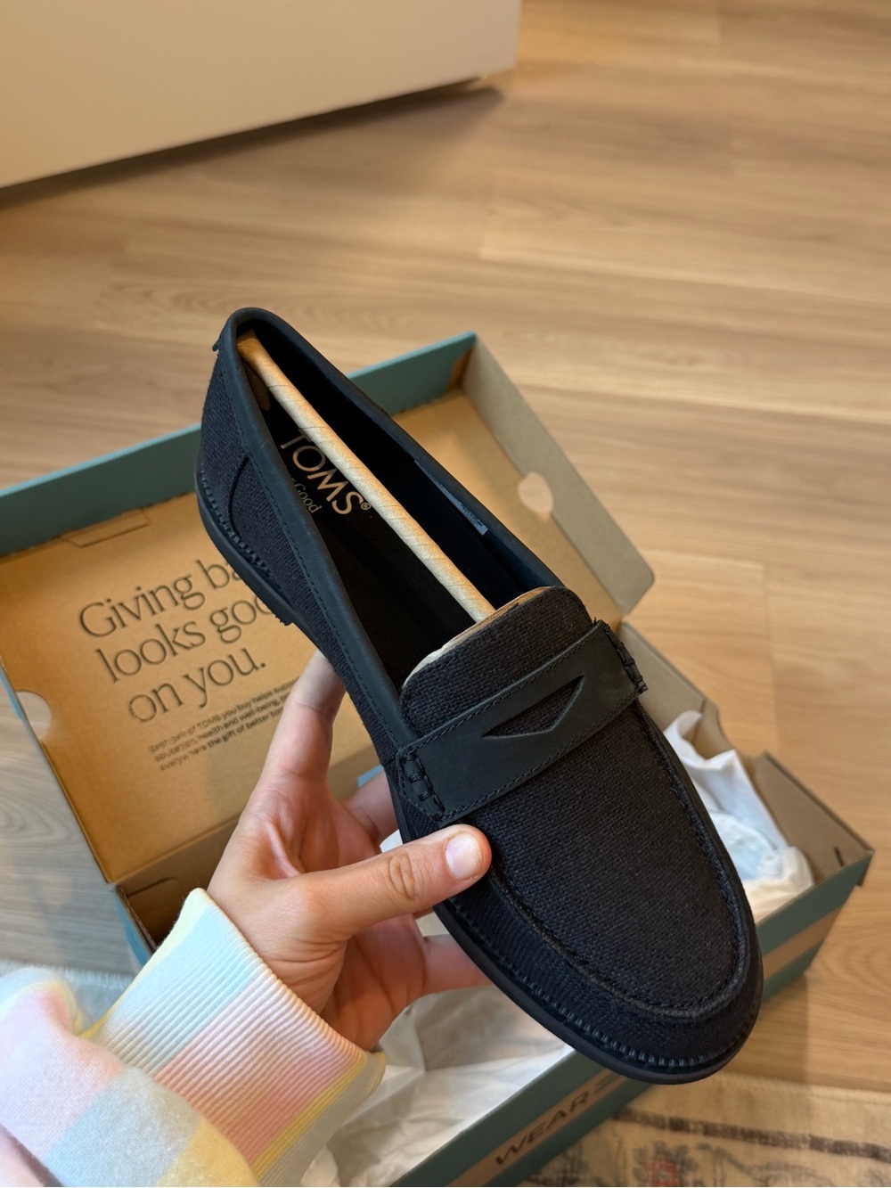 TOMS Black Canvas Penny Loafer